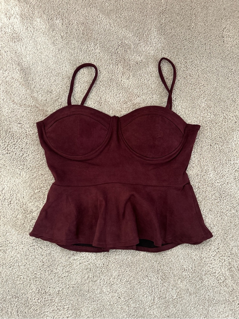 Charlotte Russe Burgundy Peplum Bustier Camisole